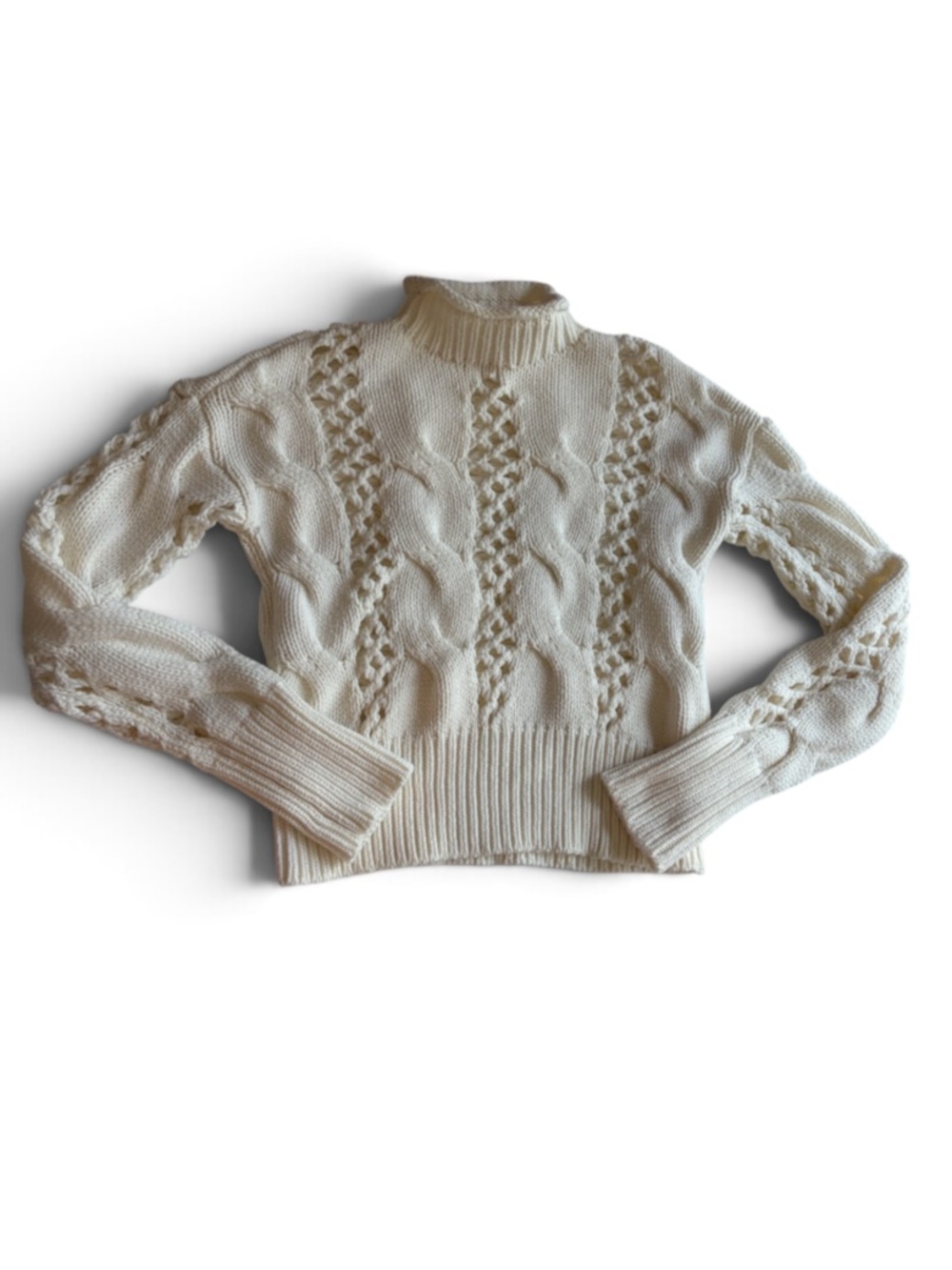 Express Cable Knit Sweater Cream Women’s Size XS